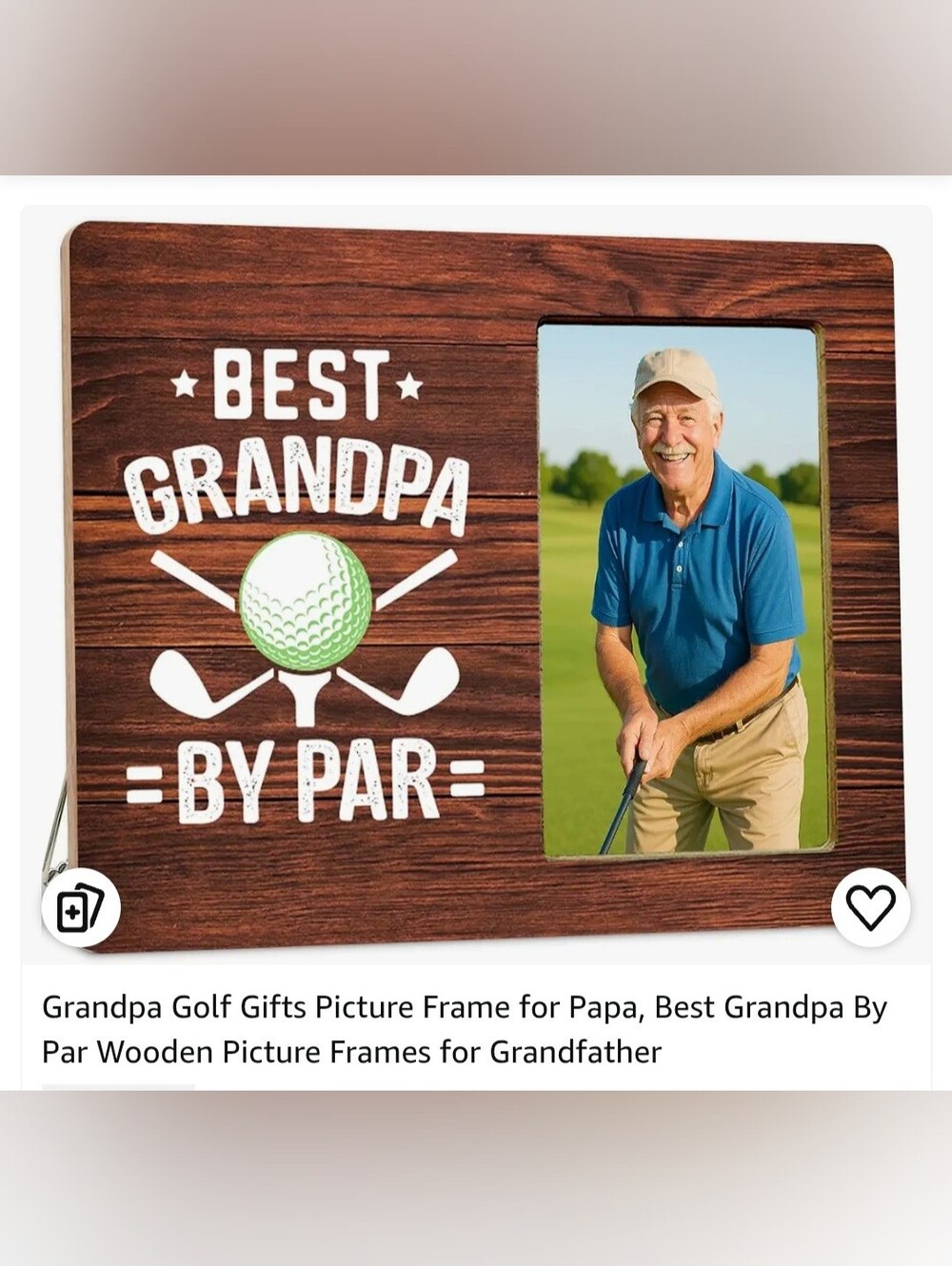 Best Grandpa By Par Golf Picture Frame - Brown Wood with Green Golf Ball